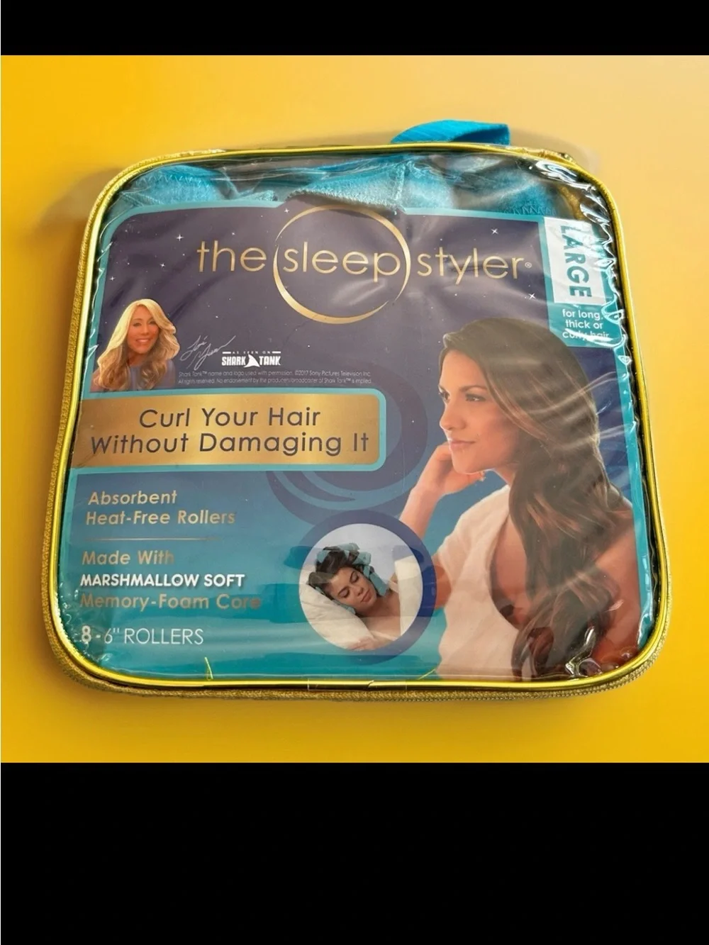 The Sleep Styler Large Heat-Free Hair Rollers 6in Blue, 8-Pack Memory Foam